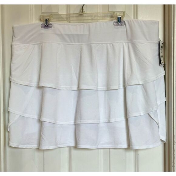 IDEOLOGY- NWT - L Sz 3X Performance Flounce Skort/Bright White/Built-In Shorts - Picture 11 of 12